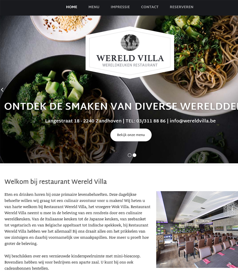 Web4life referentie: Restaurant Wereld Villa